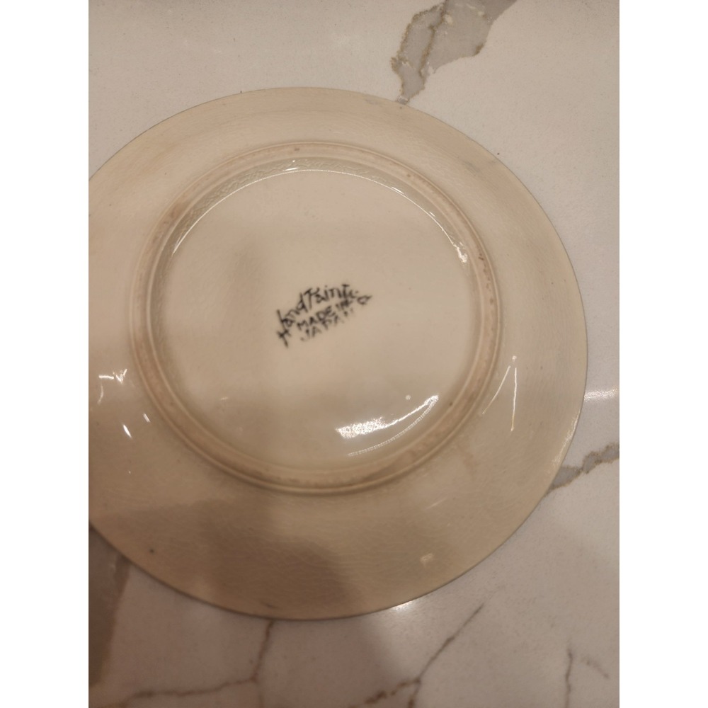 Vintage Blue Flower Hand Painted In Japan Soup Cereal Rice Bowl And Under Plate - Picture 6 of 14